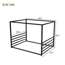 Queen Size Sunshade Floor Bed, Iron Double-size Bed Frame
