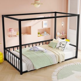 Twin Size Sunshade Floor Bed, Iron Double-size Bed Frame