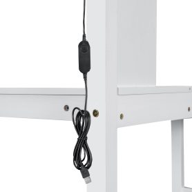 Wood Twin Size Loft Bed with Built-in Desk, LED, Storage Shelves, Cabinets and Staircase 42 Wood Twin Size Loft Bed with Built-in Desk, LED, Storage Shelves, Cabinets and Staircase