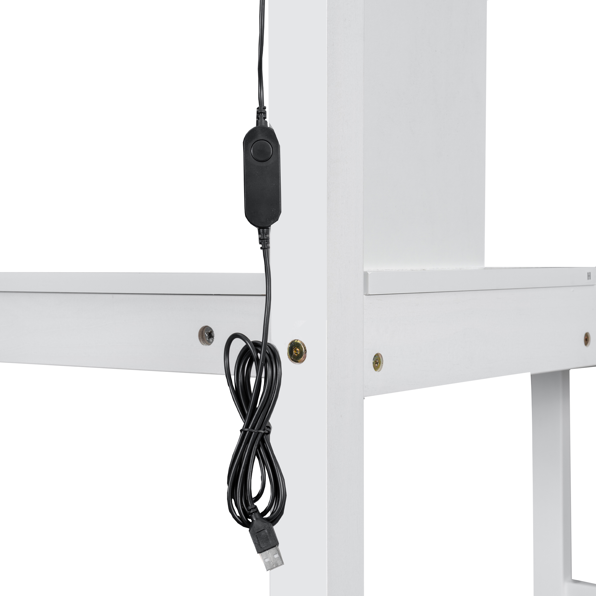 Wood Twin Size Loft Bed with Built-in Desk, LED, Storage Shelves, Cabinets and Staircase 20 Wood Twin Size Loft Bed with Built-in Desk, LED, Storage Shelves, Cabinets and Staircase