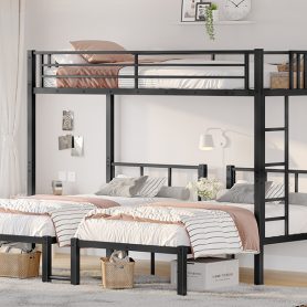Metal Twin Xl Over Twin & Twin Bunk Bed For 3