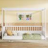 Twin Size Canopy Bed Frame With Guardrails For Kids
