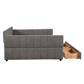 Queen Size Upholstered Platform Bed with USB and 2 Drawers