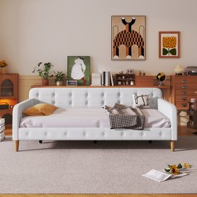 Twin Size Upholstered Daybed with 4 Support Legs