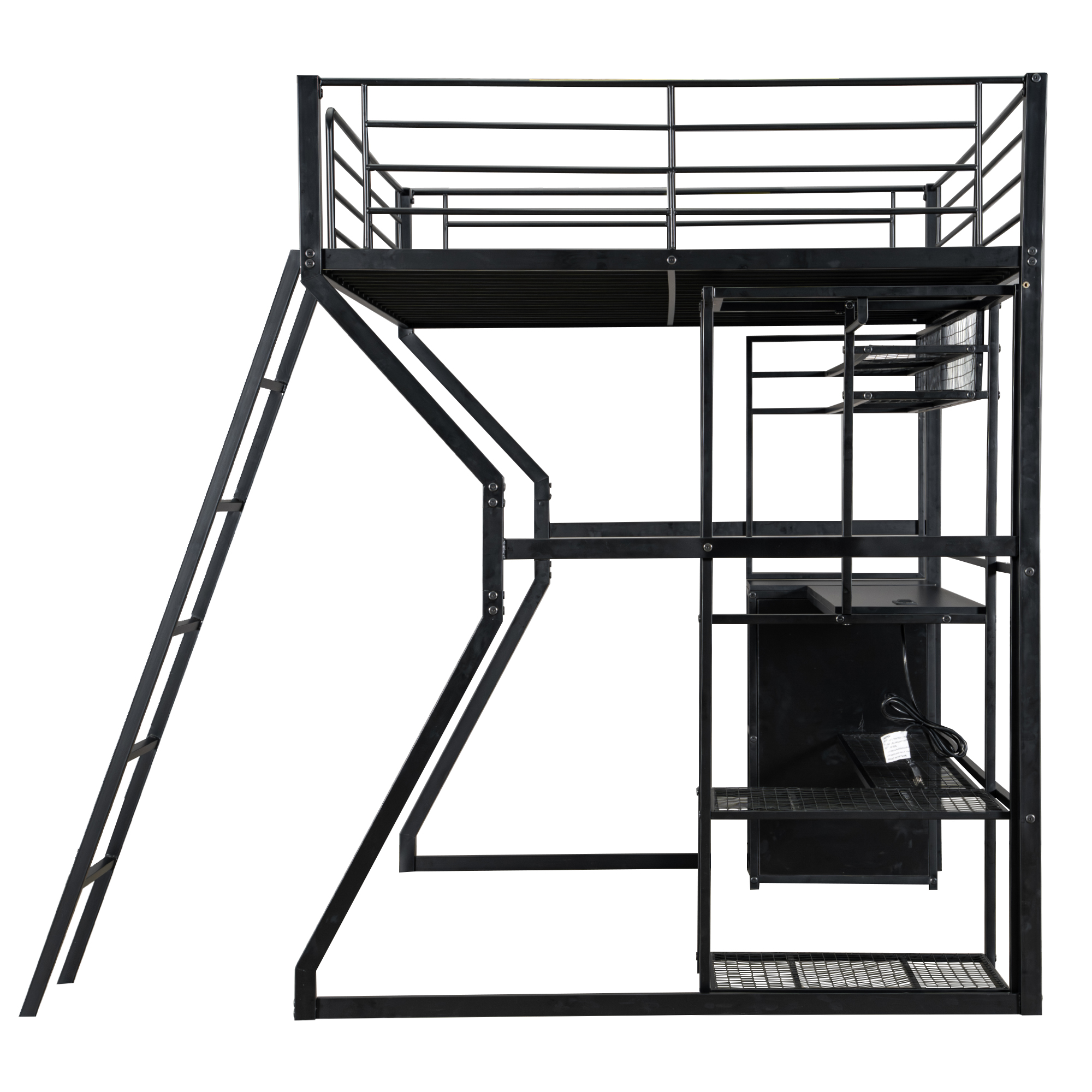 Full Size Metal Gaming Loft Bed with Built-in Work Station, Open Wardrobe, LED and Multiple Storage 22 Full Size Metal Gaming Loft Bed with Built-in Work Station, Open Wardrobe, LED and Multiple Storage