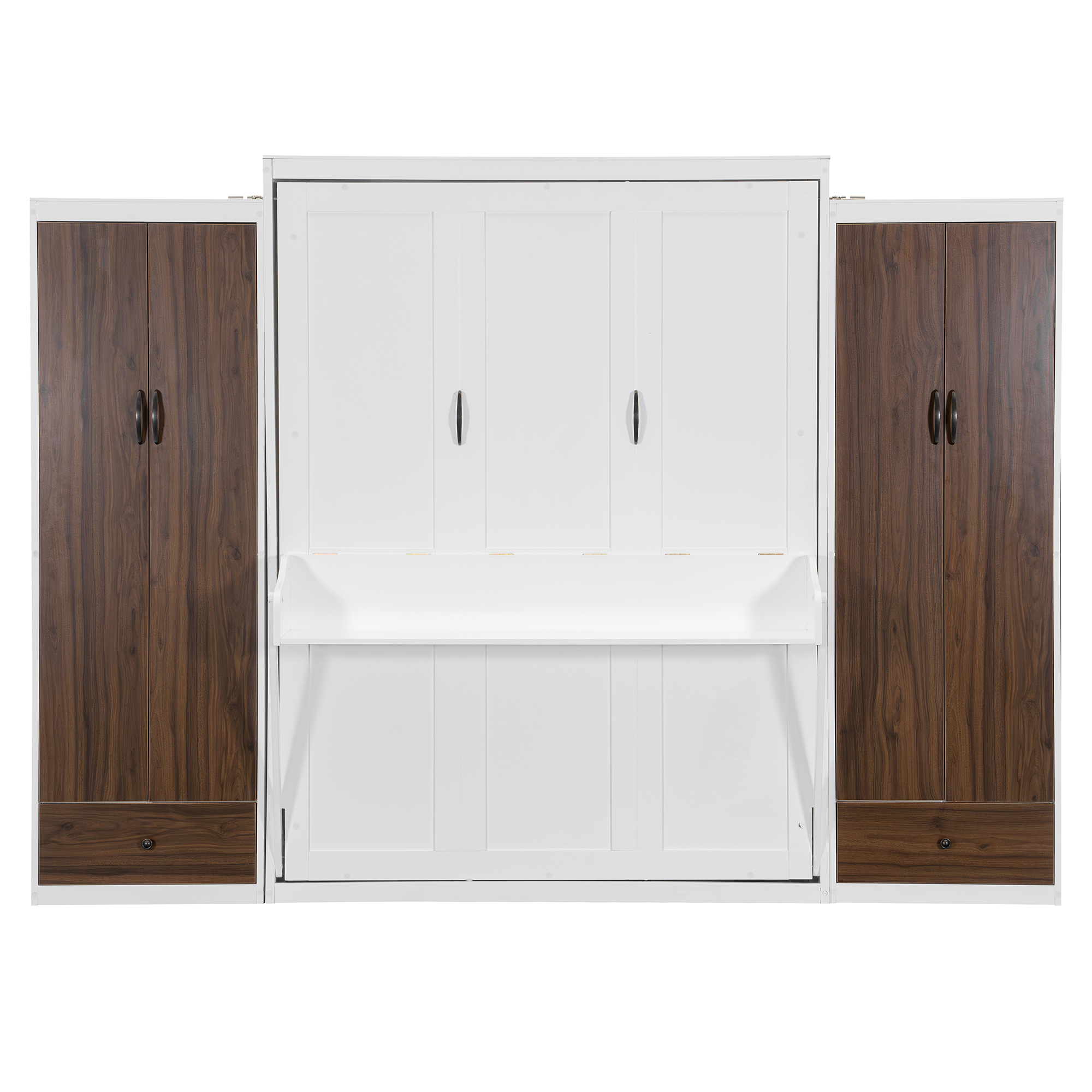 Queen Size Murphy Bed Wall Bed With Closet, Drawers And Table 6 Queen Size Murphy Bed Wall Bed With Closet, Drawers And Table