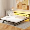 Twin Size Metal Daybed with LED and Adjustable Trundle 1 Twin Size Metal Daybed with LED and Adjustable Trundle