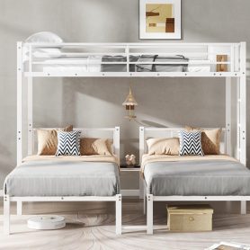 Metal Twin XL over Twin & Twin Bunk Bed  Triple Bunk Bed