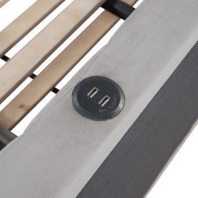 Full Size L-Shaped Upholstered Daybed with Twin Size Pop Up Trundle and USB ports