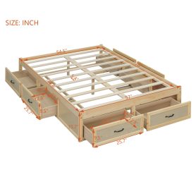 Full Size Platform Bed with 6 Storage Drawers