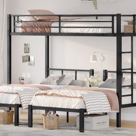 Metal Twin Xl Over Twin & Twin Bunk Bed For 3