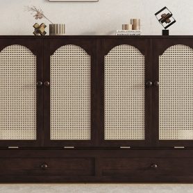 Queen Size Murphy Bed with Power Station and Rattan Panel