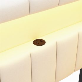 Upholstered Twin Size Platform Bed with USB Ports, 2 Drawers and LED Belt