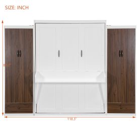Queen Size Murphy Bed Wall Bed With Closet, Drawers And Table 30 Queen Size Murphy Bed Wall Bed With Closet, Drawers And Table