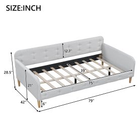 Twin Size Upholstered Daybed with 4 Support Legs