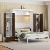 Full Size Murphy Bed Wall Bed with Closet, Drawers and Table