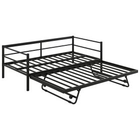 Twin Size Metal Daybed with LED and Adjustable Trundle 30 Twin Size Metal Daybed with LED and Adjustable Trundle