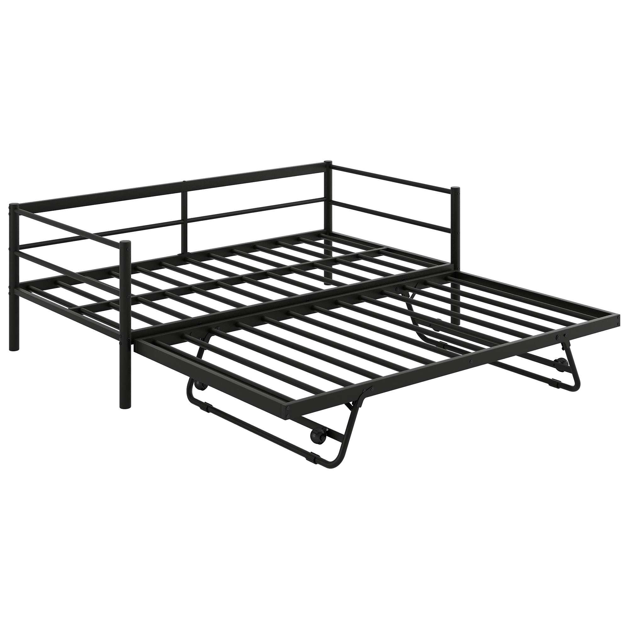 Twin Size Metal Daybed with LED and Adjustable Trundle 16 Twin Size Metal Daybed with LED and Adjustable Trundle