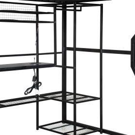 Full Size Metal Gaming Loft Bed with Built-in Work Station, Open Wardrobe, LED and Multiple Storage 29 Full Size Metal Gaming Loft Bed with Built-in Work Station, Open Wardrobe, LED and Multiple Storage