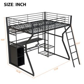 Full Size Metal Gaming Loft Bed with Built-in Work Station, Open Wardrobe, LED and Multiple Storage 26 Full Size Metal Gaming Loft Bed with Built-in Work Station, Open Wardrobe, LED and Multiple Storage
