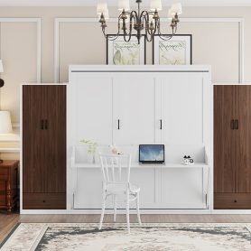 Queen Size Murphy Bed Wall Bed With Closet, Drawers And Table 35 Queen Size Murphy Bed Wall Bed With Closet, Drawers And Table