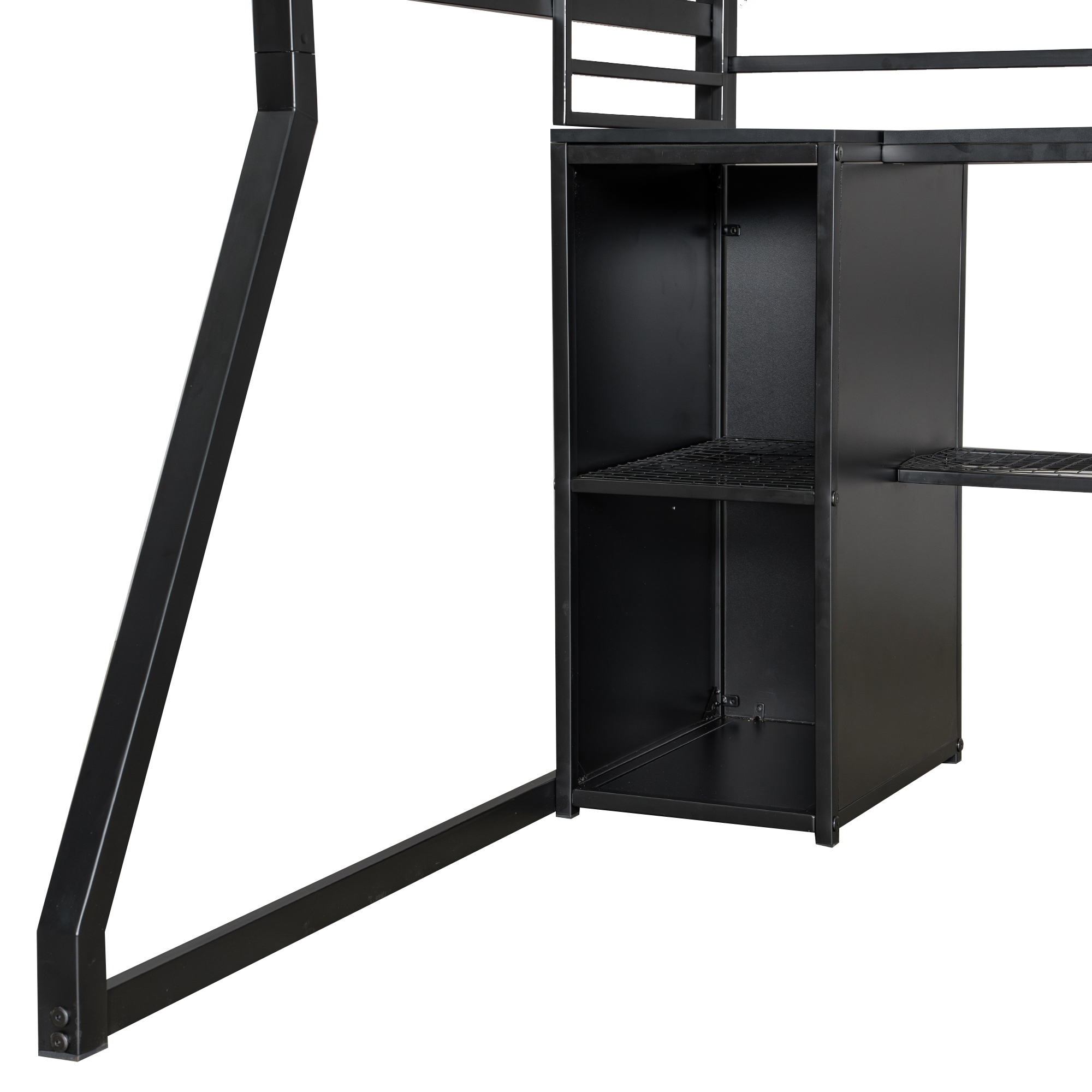 Full Size Metal Gaming Loft Bed with Built-in Work Station, Open Wardrobe, LED and Multiple Storage 13 Full Size Metal Gaming Loft Bed with Built-in Work Station, Open Wardrobe, LED and Multiple Storage