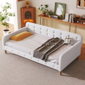 Twin Size Upholstered Daybed with 4 Support Legs