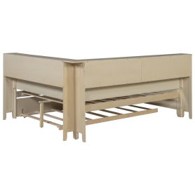 Full Size Wood Daybed with Storage Shelves and Trundle