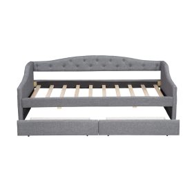 Upholstered Twin XL Size Daybed with LED Belt and 2 Drawers
