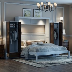 Queen Size Murphy Bed Wall Bed With Closet, Drawers And Table 36 Queen Size Murphy Bed Wall Bed With Closet, Drawers And Table