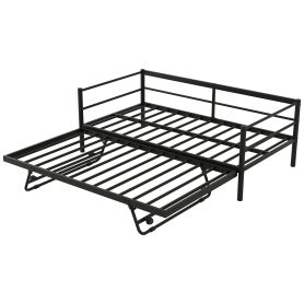 Twin Size Metal Daybed with LED and Adjustable Trundle 28 Twin Size Metal Daybed with LED and Adjustable Trundle