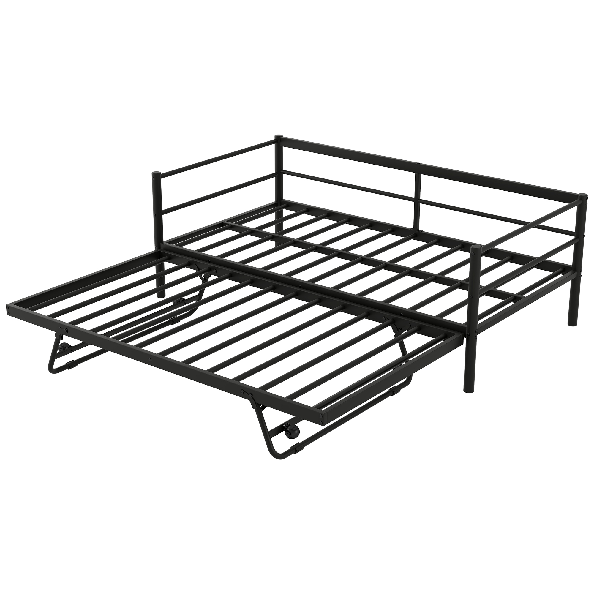 Twin Size Metal Daybed with LED and Adjustable Trundle 14 Twin Size Metal Daybed with LED and Adjustable Trundle