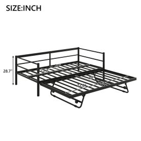 Twin Size Metal Daybed with LED and Adjustable Trundle 26 Twin Size Metal Daybed with LED and Adjustable Trundle