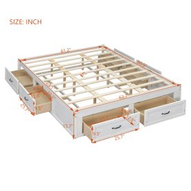 Queen Size Platform Bed With 6 Storage Drawers