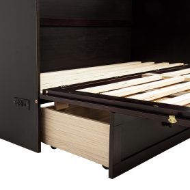 Queen Size Murphy Bed with Power Station and Rattan Panel