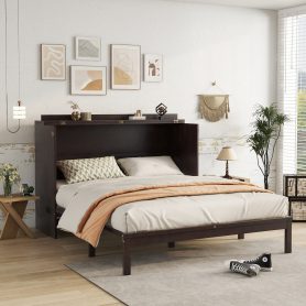 Queen Size Murphy Bed with Power Station and Rattan Panel