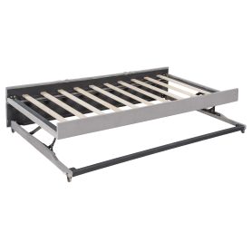 Full Size L-Shaped Upholstered Daybed with Twin Size Pop Up Trundle and USB ports