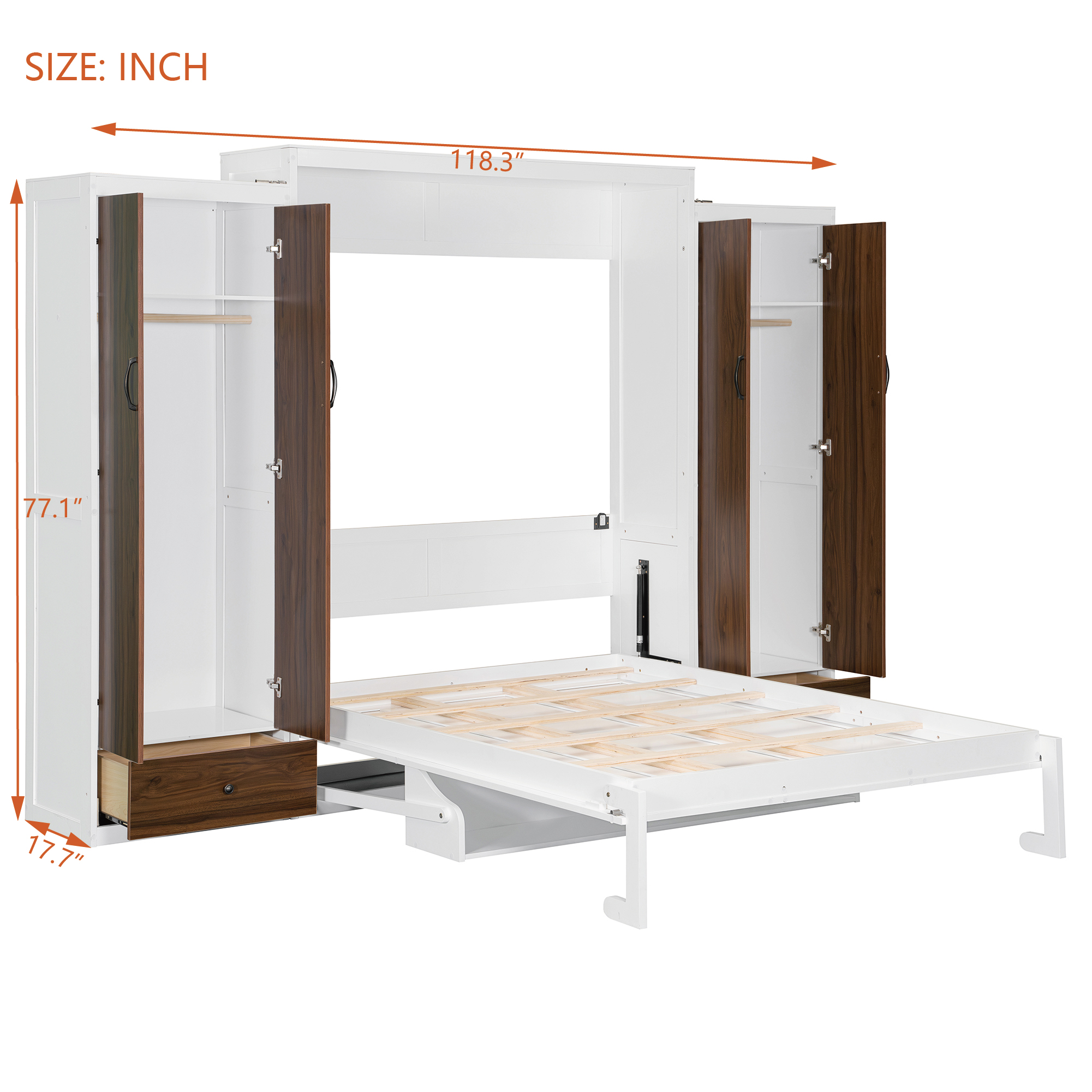 Queen Size Murphy Bed Wall Bed With Closet, Drawers And Table 13 Queen Size Murphy Bed Wall Bed With Closet, Drawers And Table