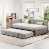 Full Size L-Shaped Upholstered Daybed with Twin Size Pop Up Trundle and USB ports 2 Full Size L-Shaped Upholstered Daybed with Twin Size Pop Up Trundle and USB ports