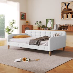 Twin Size Upholstered Daybed with 4 Support Legs