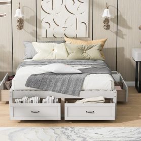 Queen Size Platform Bed With 6 Storage Drawers
