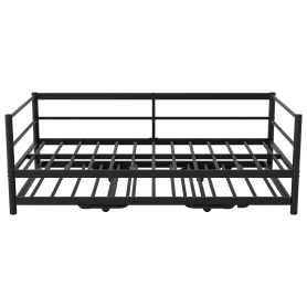Twin Size Metal Daybed with LED and Adjustable Trundle 27 Twin Size Metal Daybed with LED and Adjustable Trundle