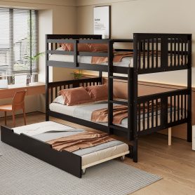 Full over Full Bunk Bed with Twin Size Trundle and Ladder