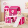 Twin Size Loft Bed with Slide Pink Tent and Tower