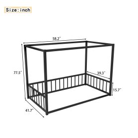 Twin Size Sunshade Floor Bed, Iron Double-size Bed Frame 11 Twin Size Sunshade Floor Bed, Iron Double-size Bed Frame