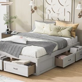Queen Size Platform Bed With 6 Storage Drawers