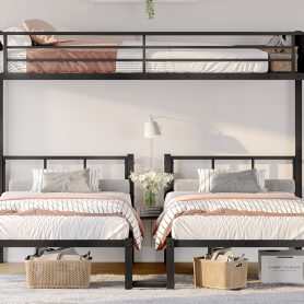Metal Twin Xl Over Twin & Twin Bunk Bed For 3