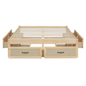 Full Size Platform Bed with 6 Storage Drawers