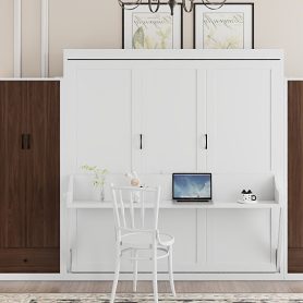 Queen Size Murphy Bed Wall Bed With Closet, Drawers And Table 38 Queen Size Murphy Bed Wall Bed With Closet, Drawers And Table