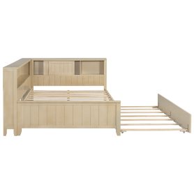 Full Size Wood Daybed with Storage Shelves and Trundle